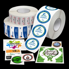 Klebeetiketten Aufkleber mit Sticker Firmenlogo auf Rol...